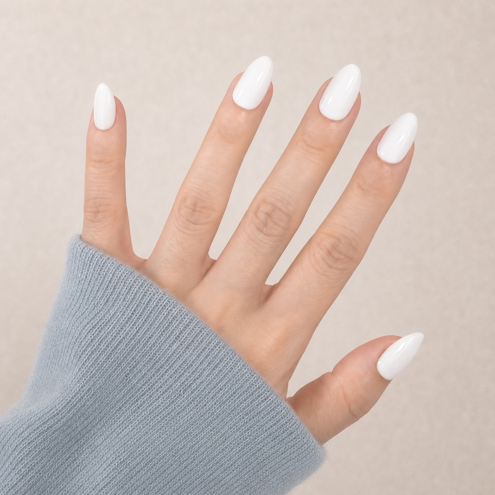 Porcelain White Almond press-on nails