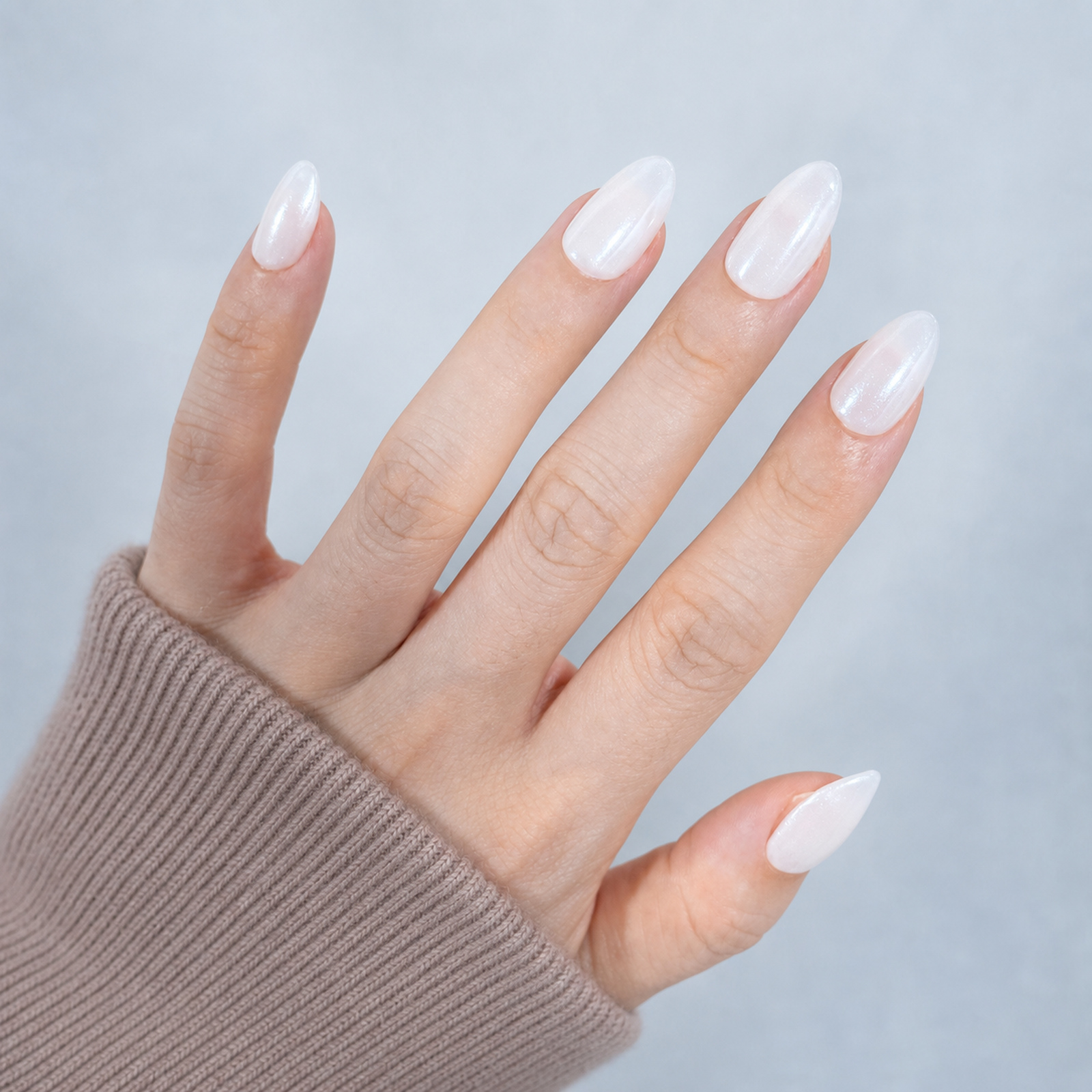 Pearl Sheer Almond press-on nails