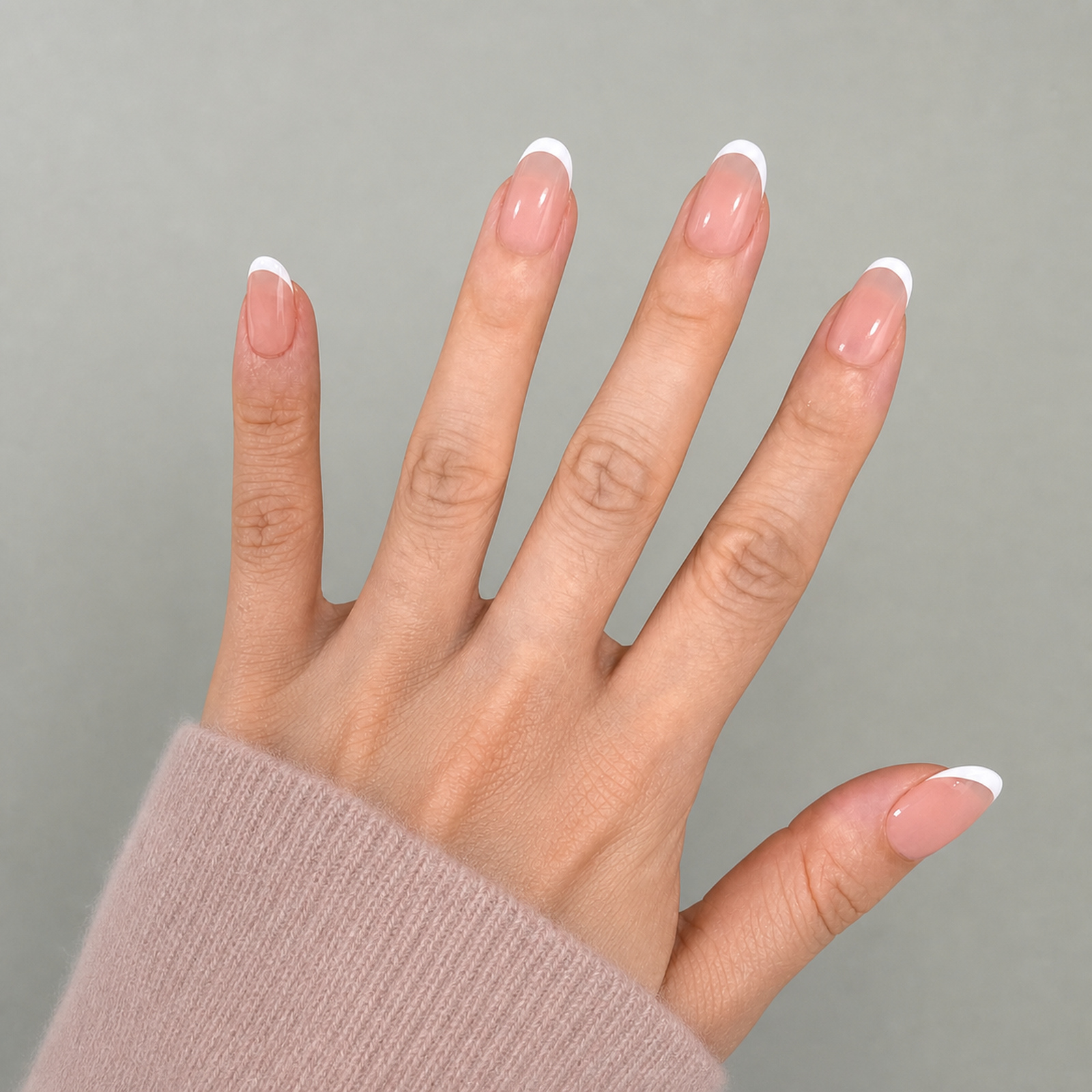 Cashmere French Almond press-on nails