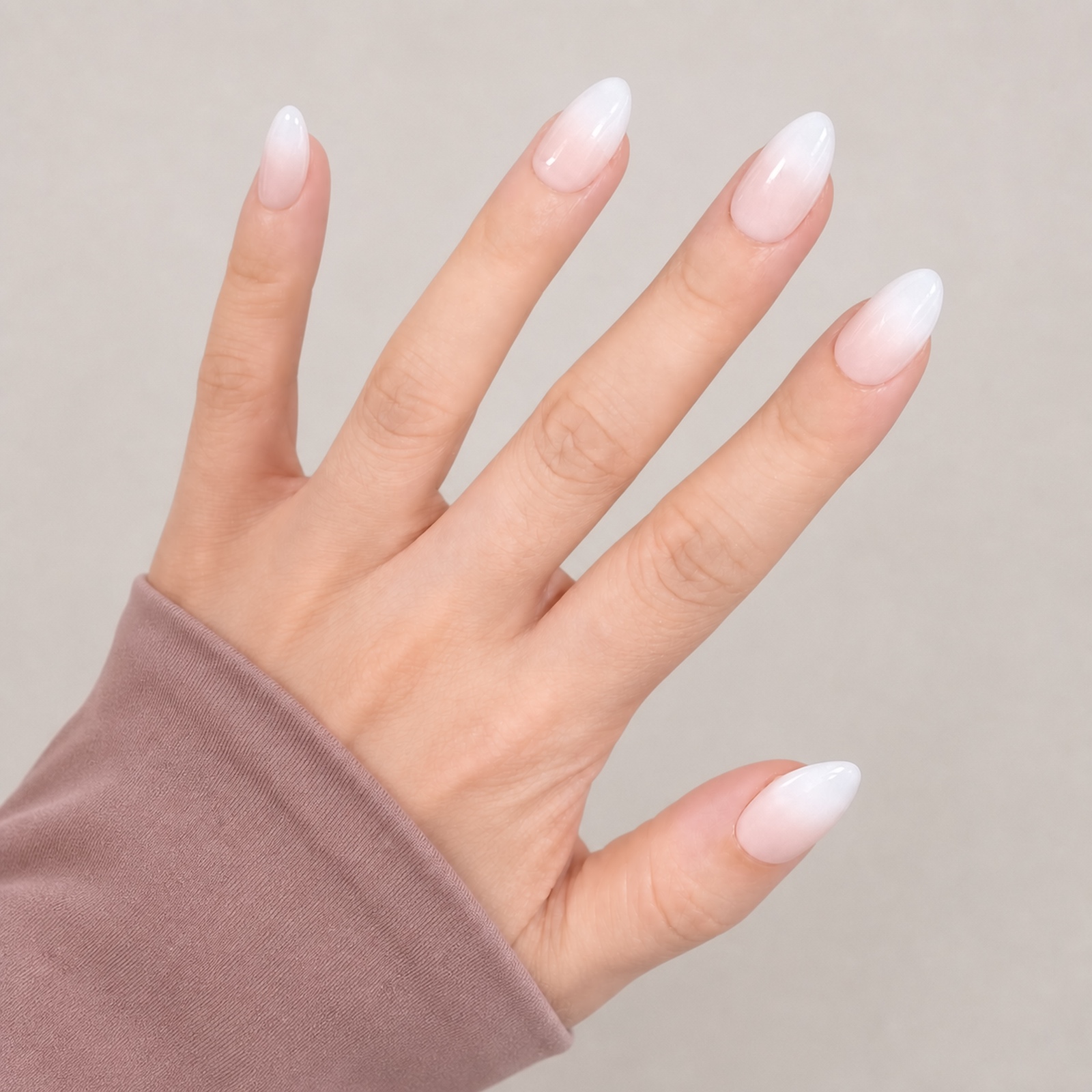 Milk Ombre Almond press-on nails