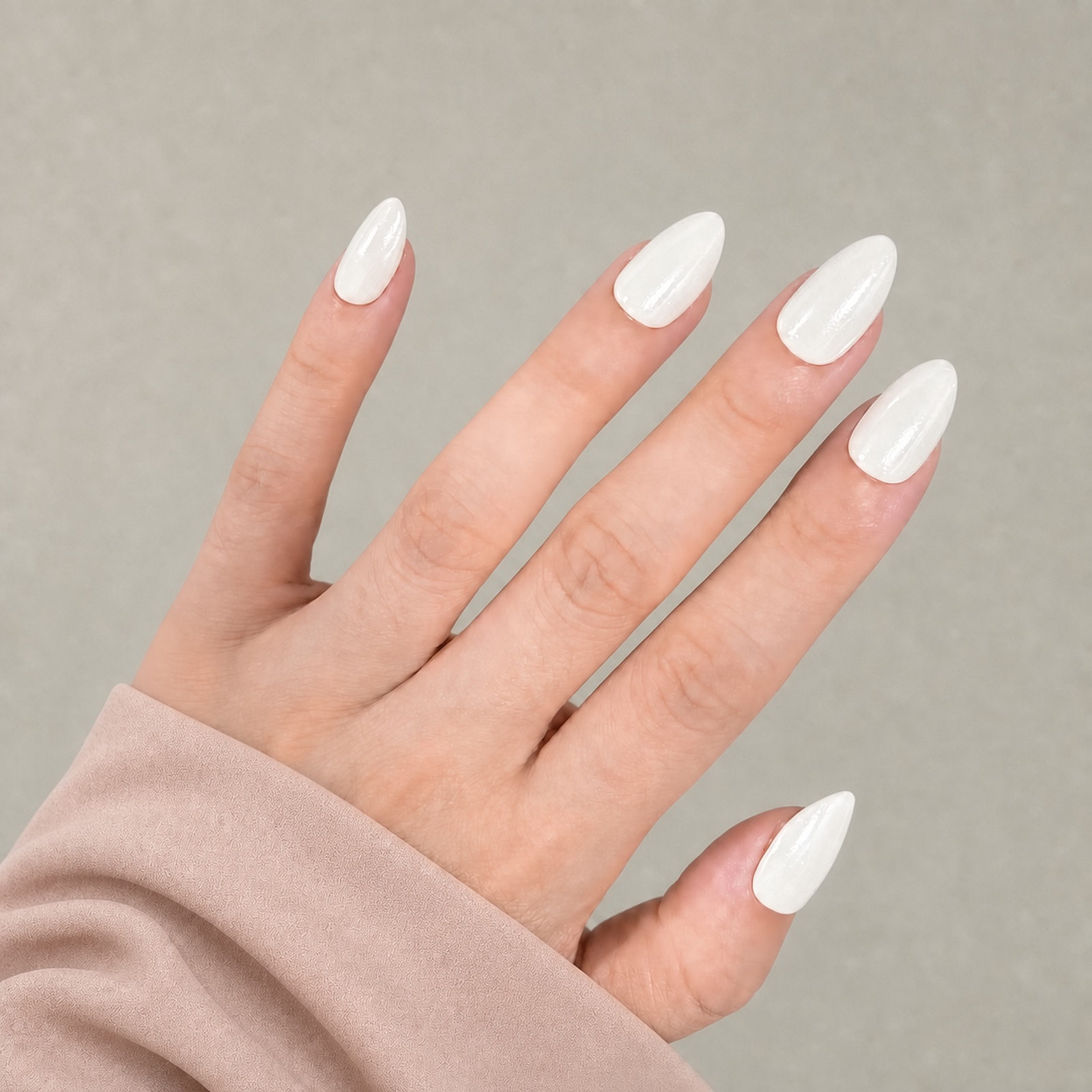 Glazed Milk Almond press-on nails