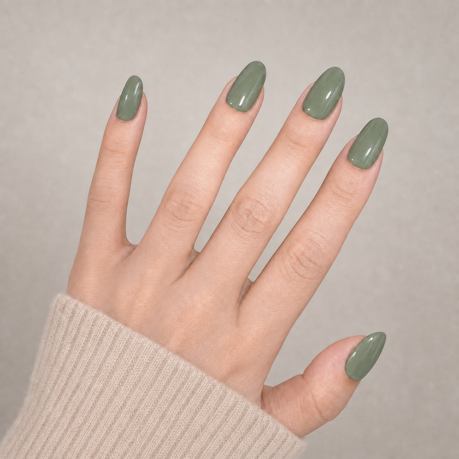 Sage Oval press-on nails