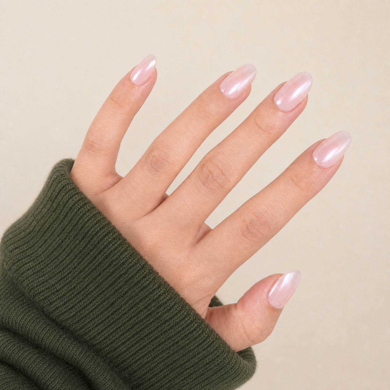 Glazed Petal Oval press-on nails